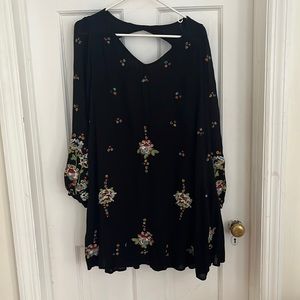 Free People Embroidered Dress. Size XS. Black w multi colored embroidery.